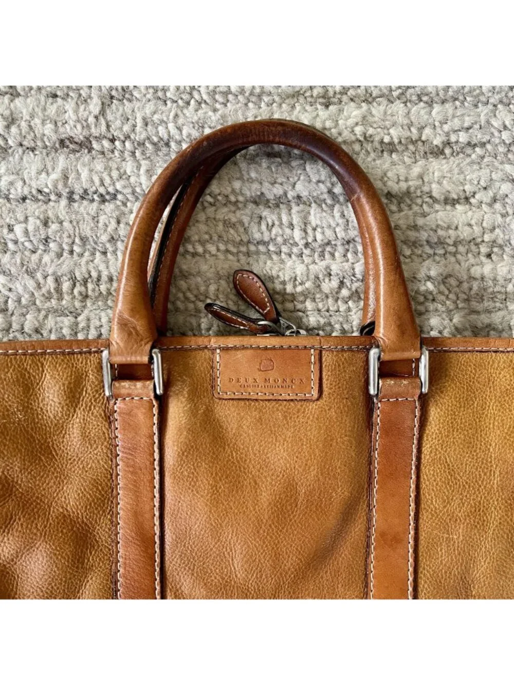 Vintage Artisan Leather Briefcase Unisex Full Grain Patina Bag Filson Academia - Picture 4 of 16